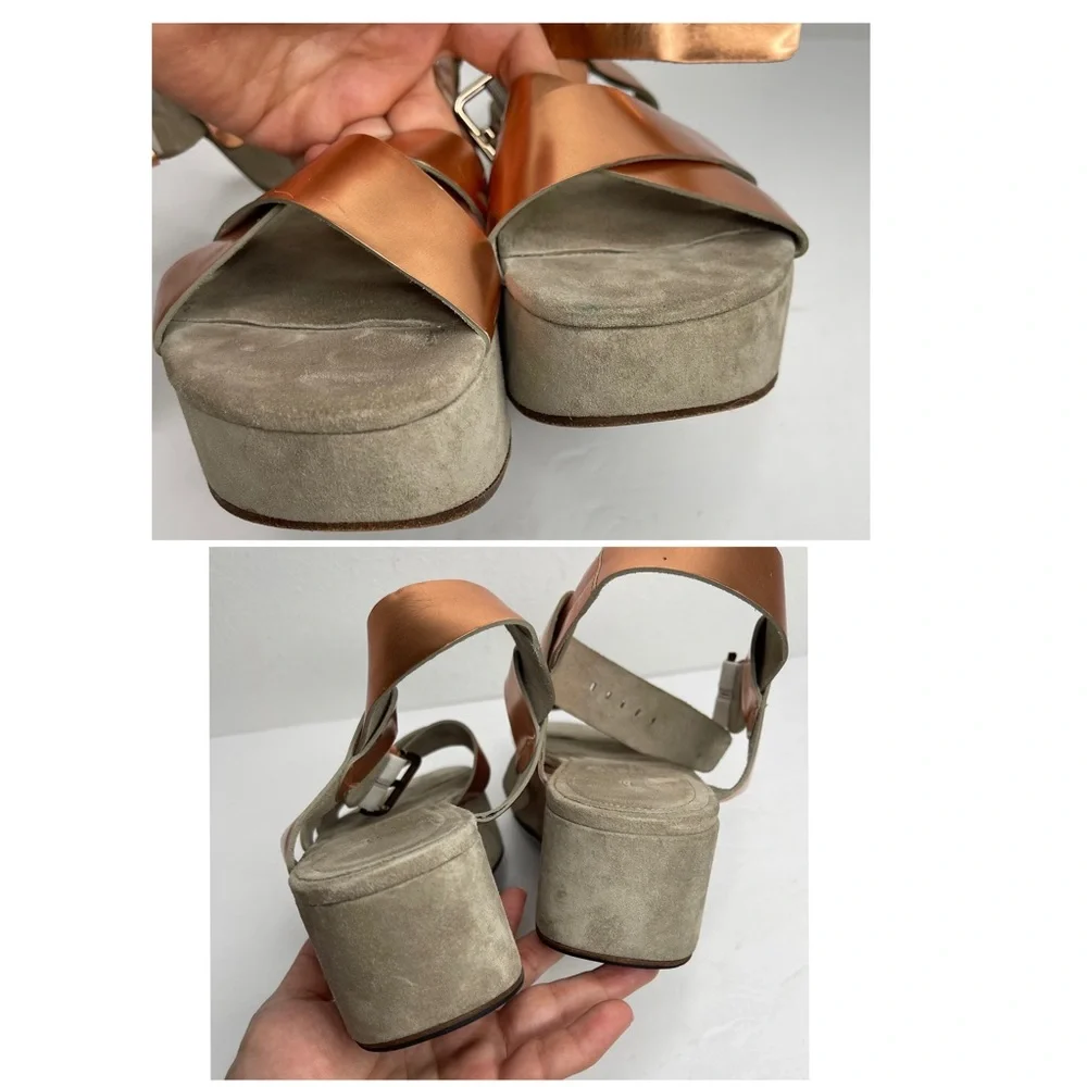 Kennel & Schmenger Rose Gold/Cooper Metallic Platform Sandal Size 8 Designer Y2K